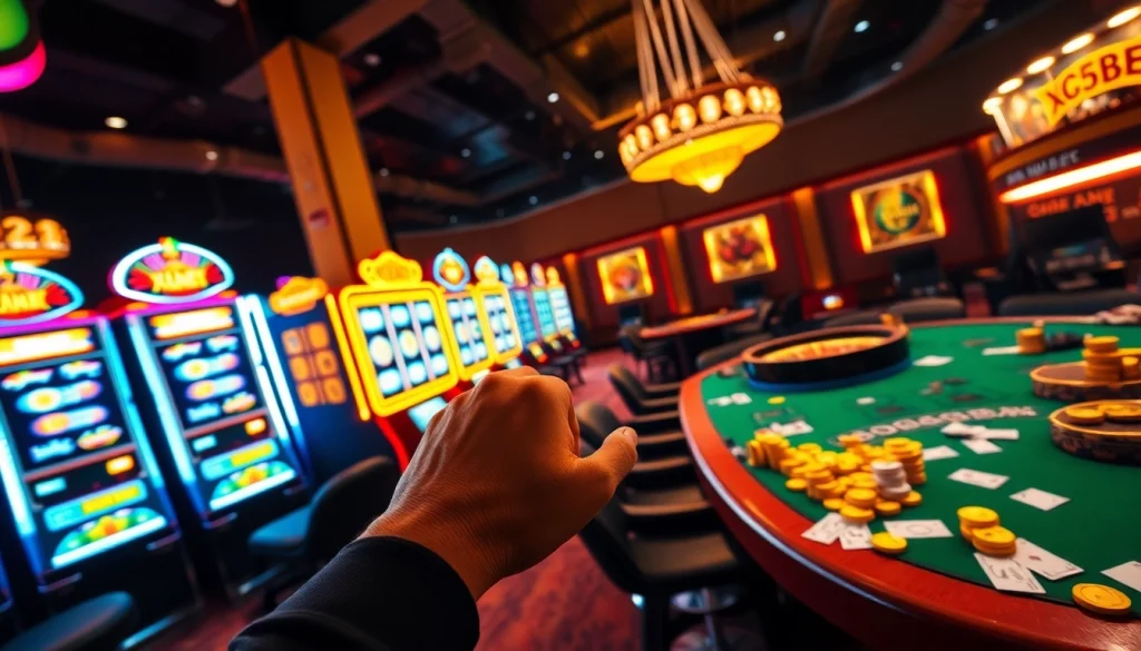 Slot X5bet machine in a thrilling casino setting with vibrant lights and dynamic gameplay.